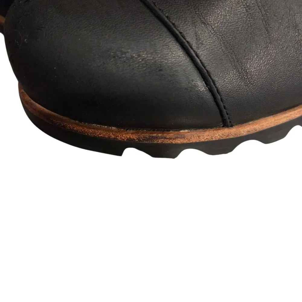SOREL Womens Addington Chelsea Black Leather Chunky Heel Boots Size 9